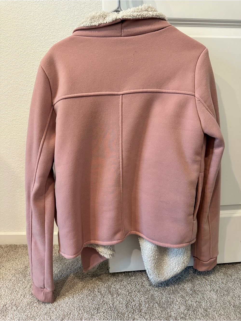 Angelina Blush Pink Teddy Jacket with Cream Sherpa Lining - Picture 2 of 3